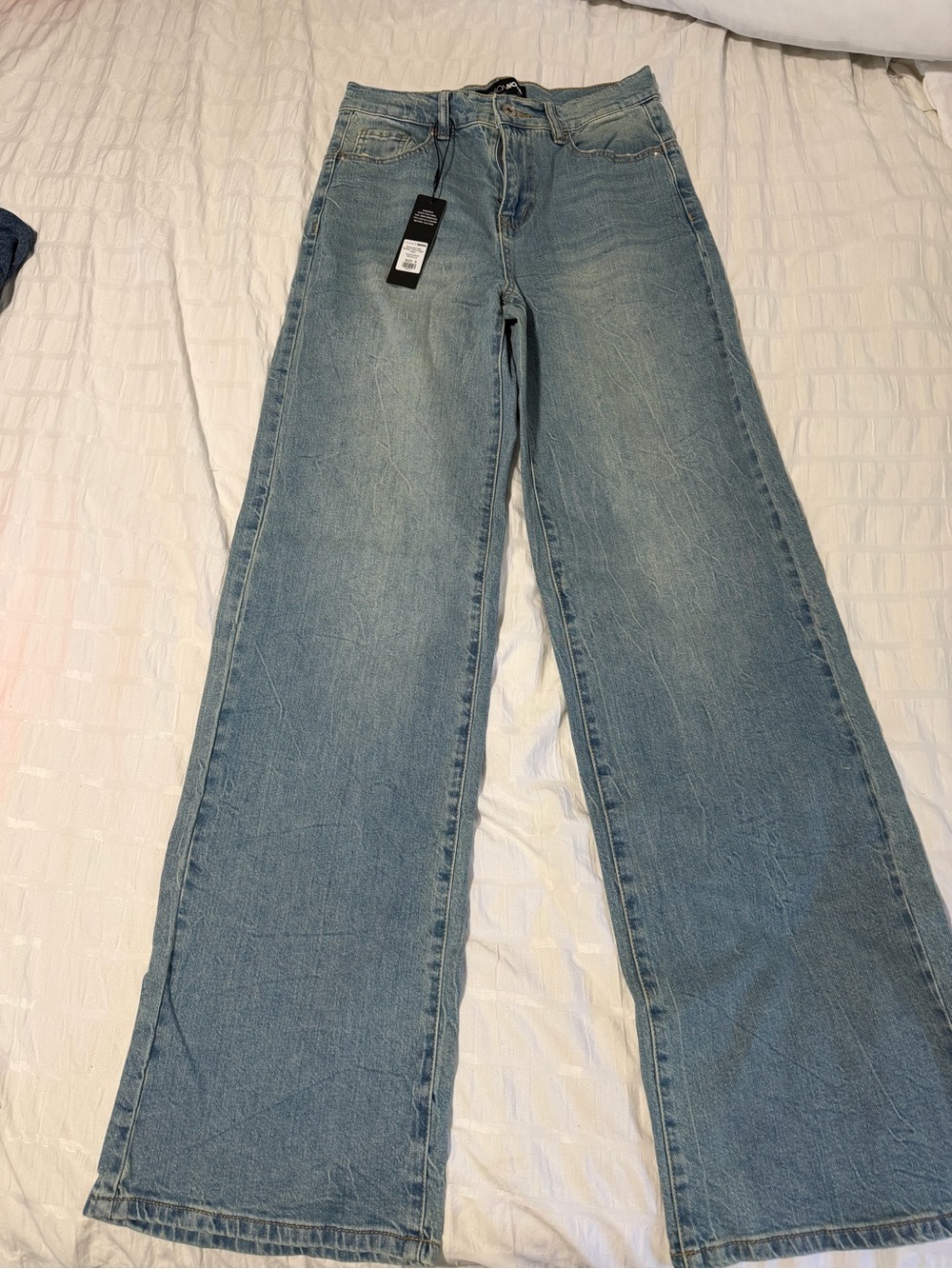 Fashion Nova Light Blue Wide-Leg High-Rise Jeans